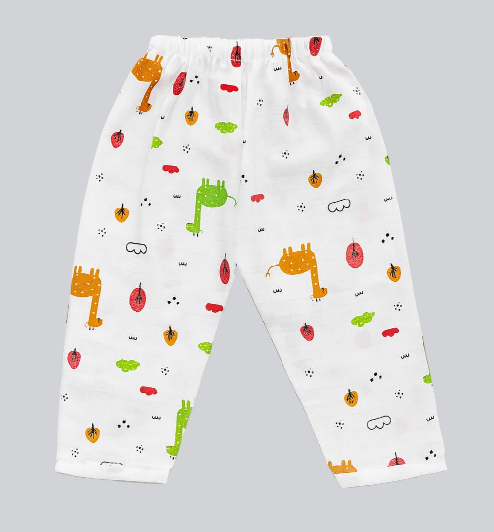 Muslin Full Sleeves Jhabla Set - Organic Cotton Muslin - Giraffe Safari