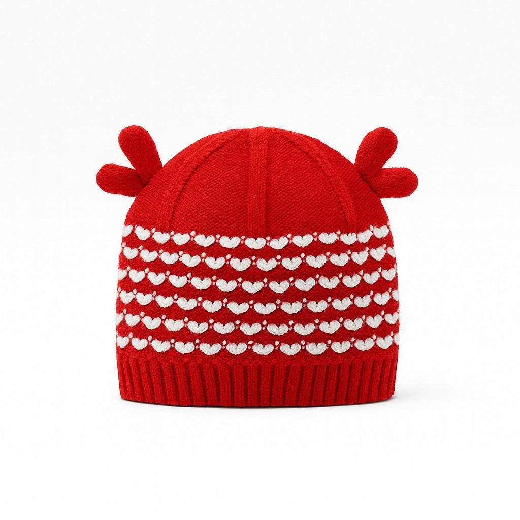 Woolen Hornie Beanie - Cherry Whirl