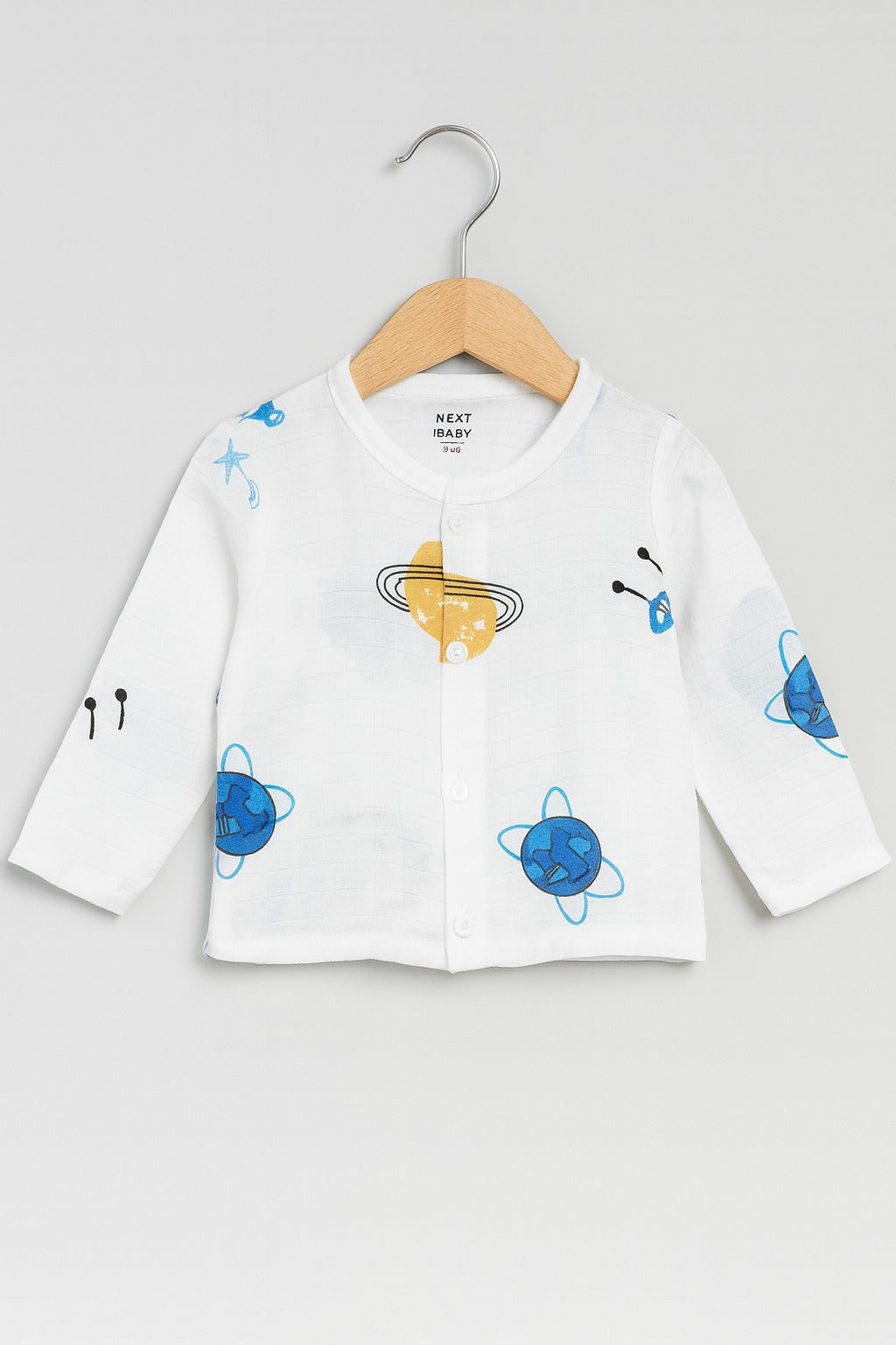 Muslin Full Sleeves Jhabla Set - Organic Cotton Muslin - Space Bear
