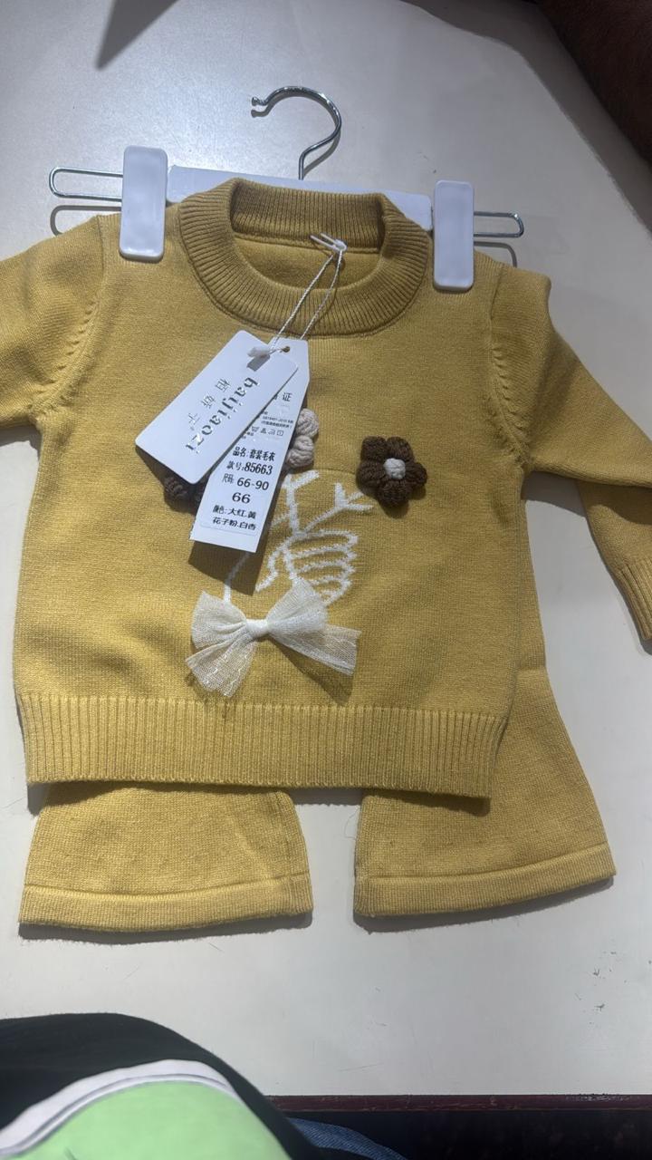 Knitted Sweater & Pant Co-ord Set - Sunny Blossom