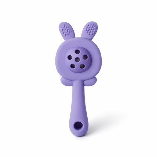 Silicone Bunny Rattle Teether - Soft Lilac