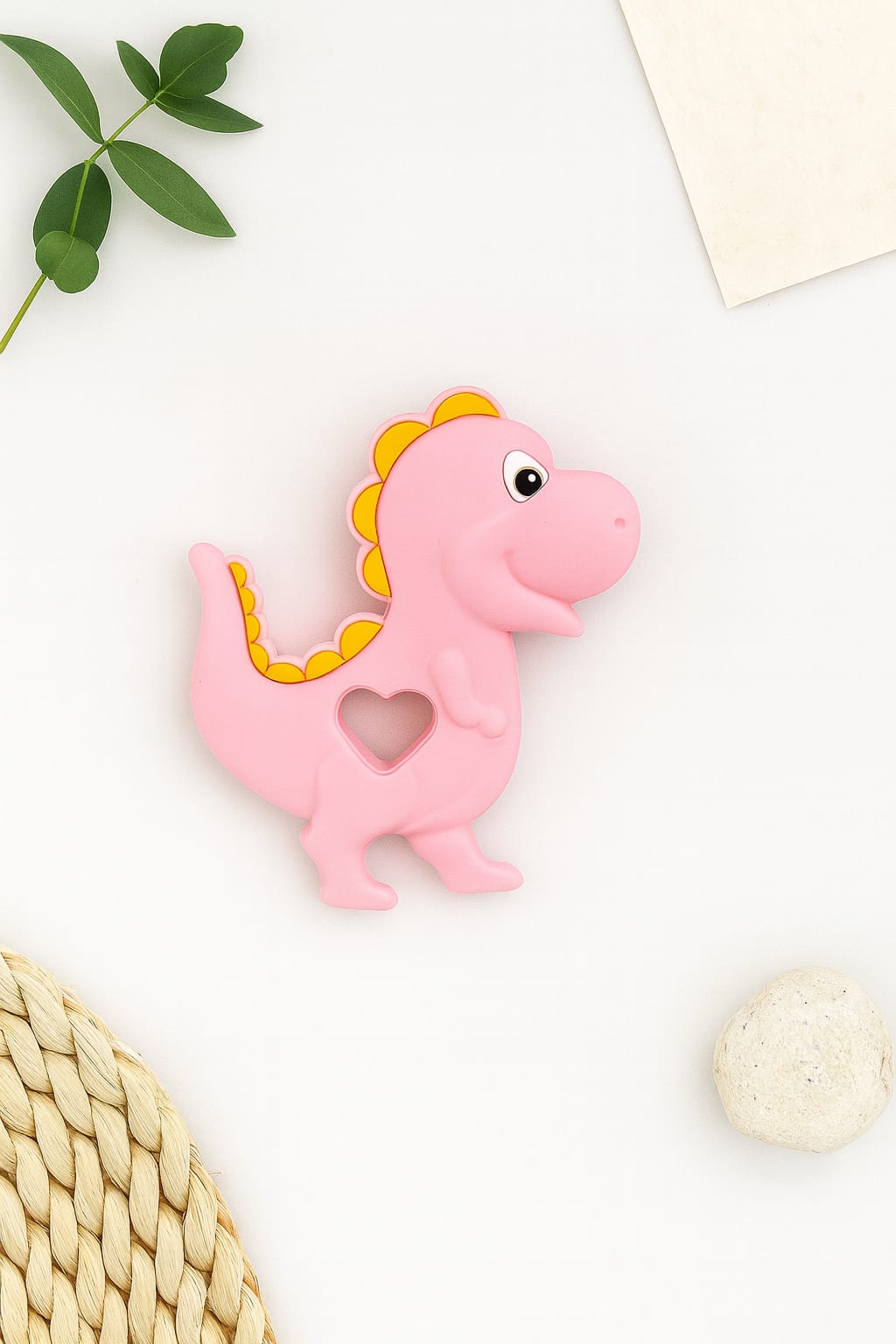 Silicone Cartoon Teether - Dinosaur (Pink)