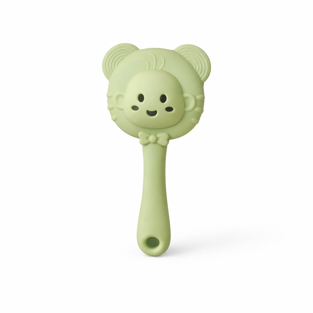 Silicone Panda Rattle Teether - Pastel Green