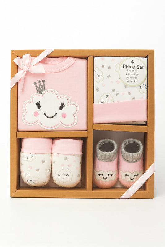 4 pcs Baby Clothing Gift Set - Pink Cloud Dreams