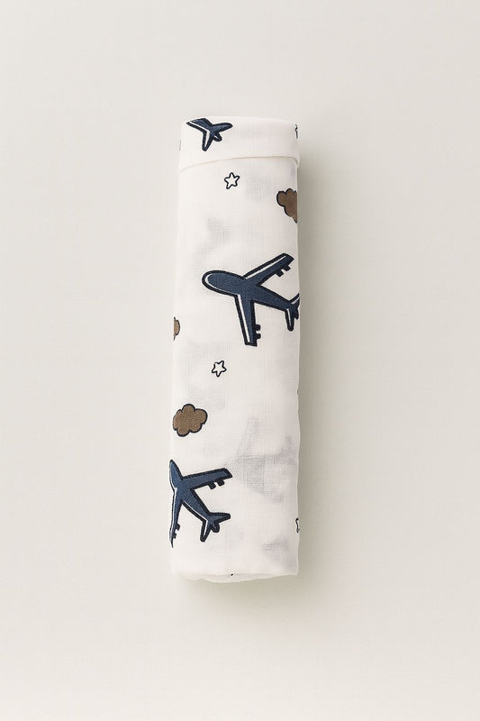 Baby Muslin Swaddle - Aeroplane Rides