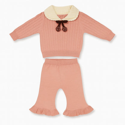 Knitted Top & Pant Co-ord Set - Peachy Cherry