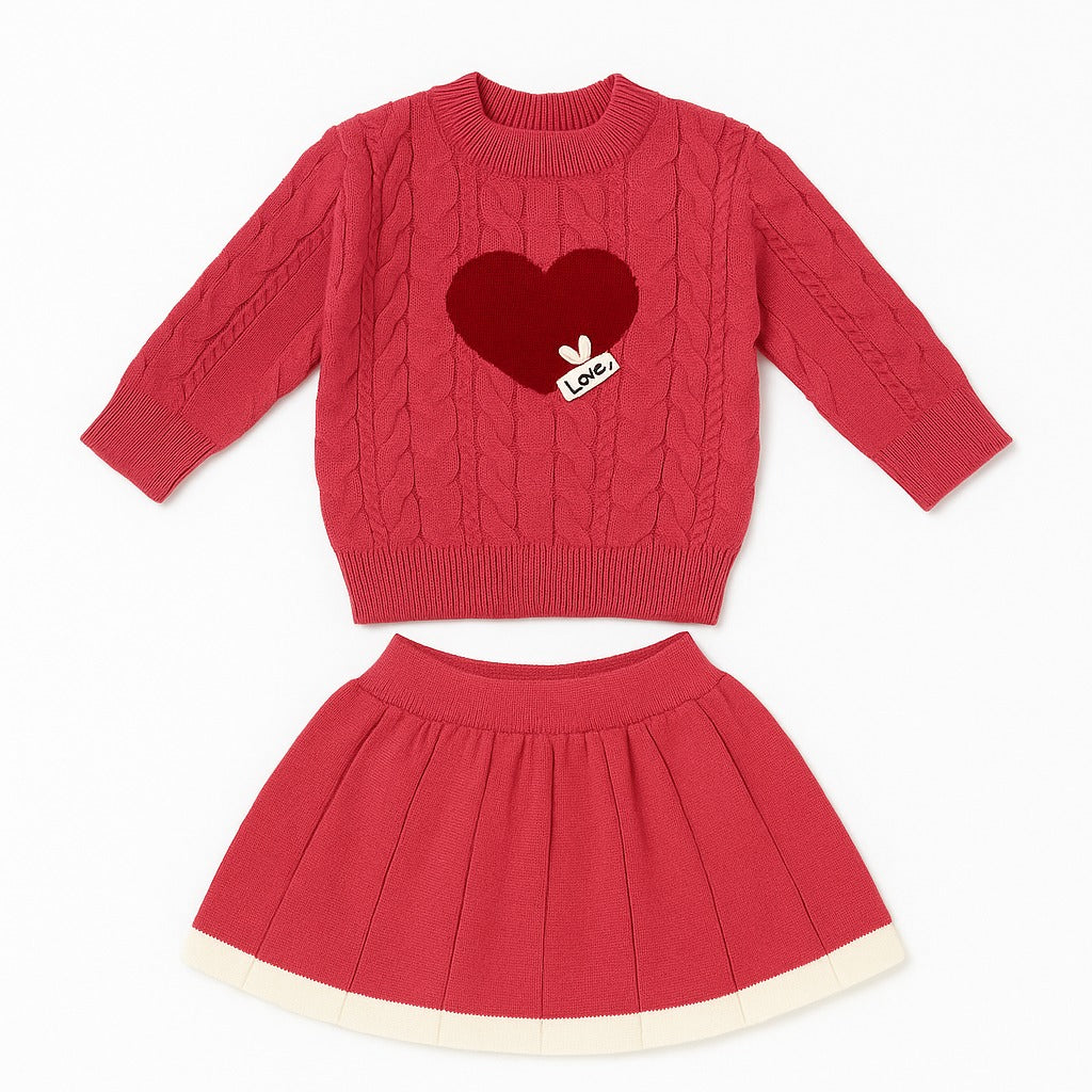 Knitted Sweater & Skirt Set - Candy Love