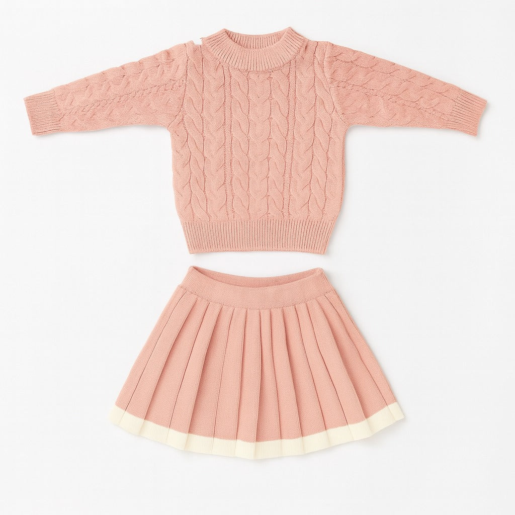 Knitted Sweater & Skirt Set - Bubblegum Love