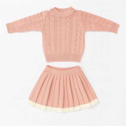 Knitted Sweater & Skirt Set - Bubblegum Love