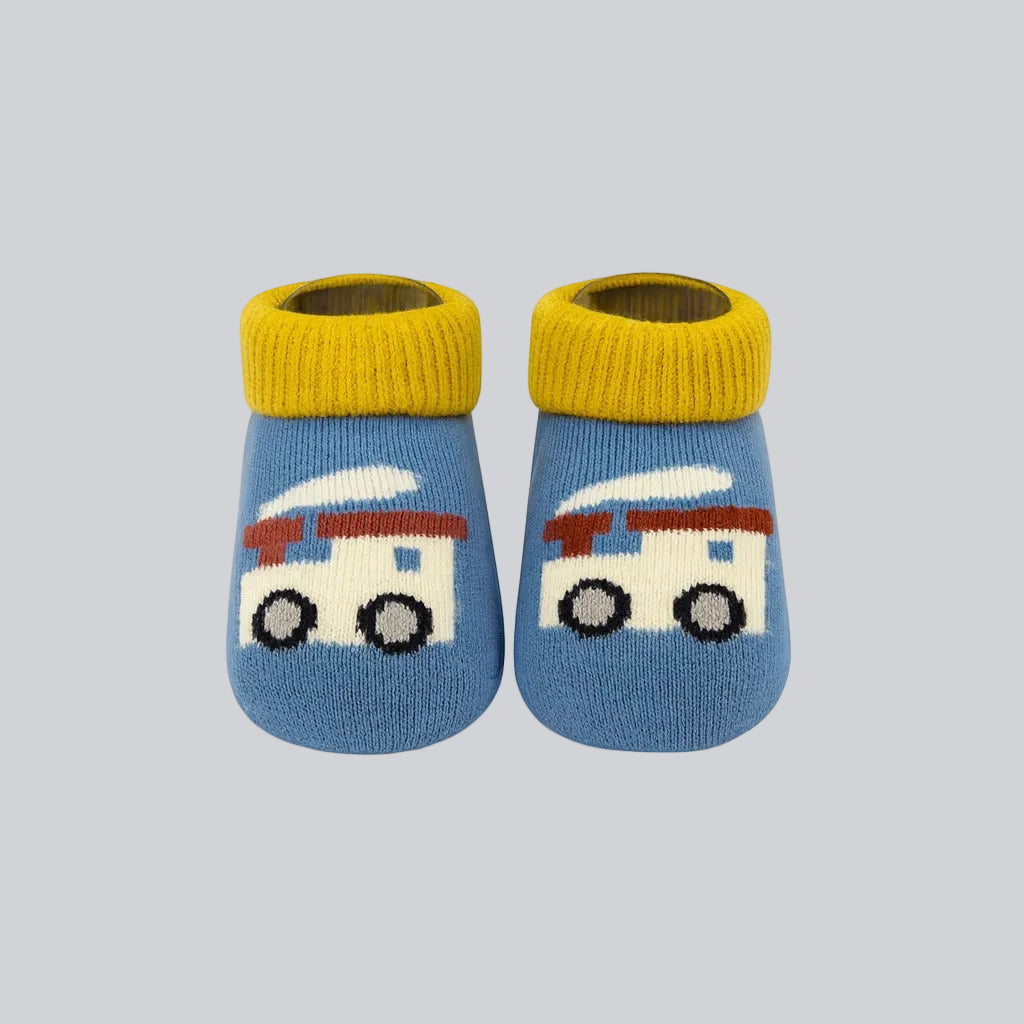 Woolen Anti-Skid Booties  - Pack of 3 Mix Print