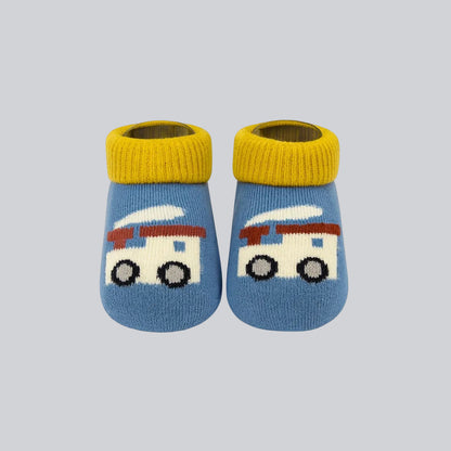 Woolen Anti-Skid Booties  - Pack of 3 Mix Print
