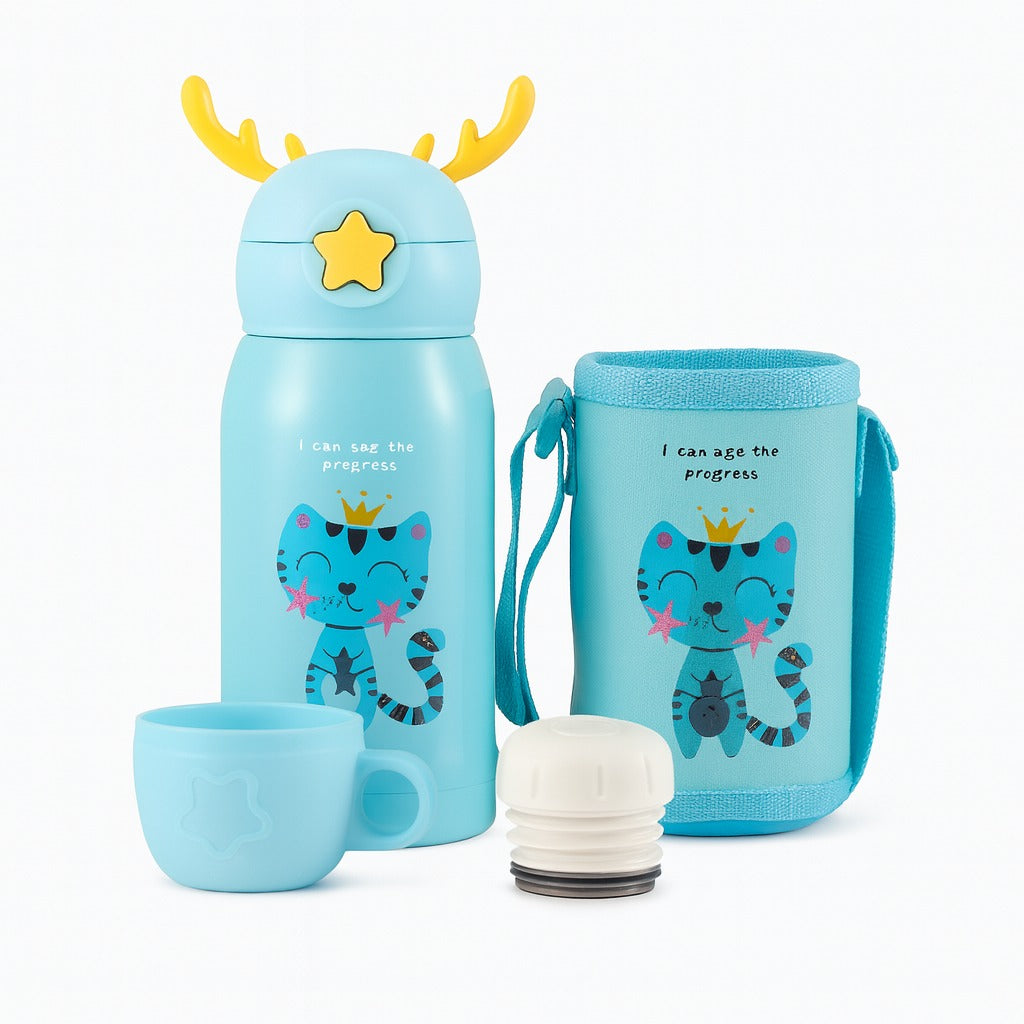 Stainless Steel Insulated Hot & Cold Sipper With Protective Cover 500ml - Meowgical King