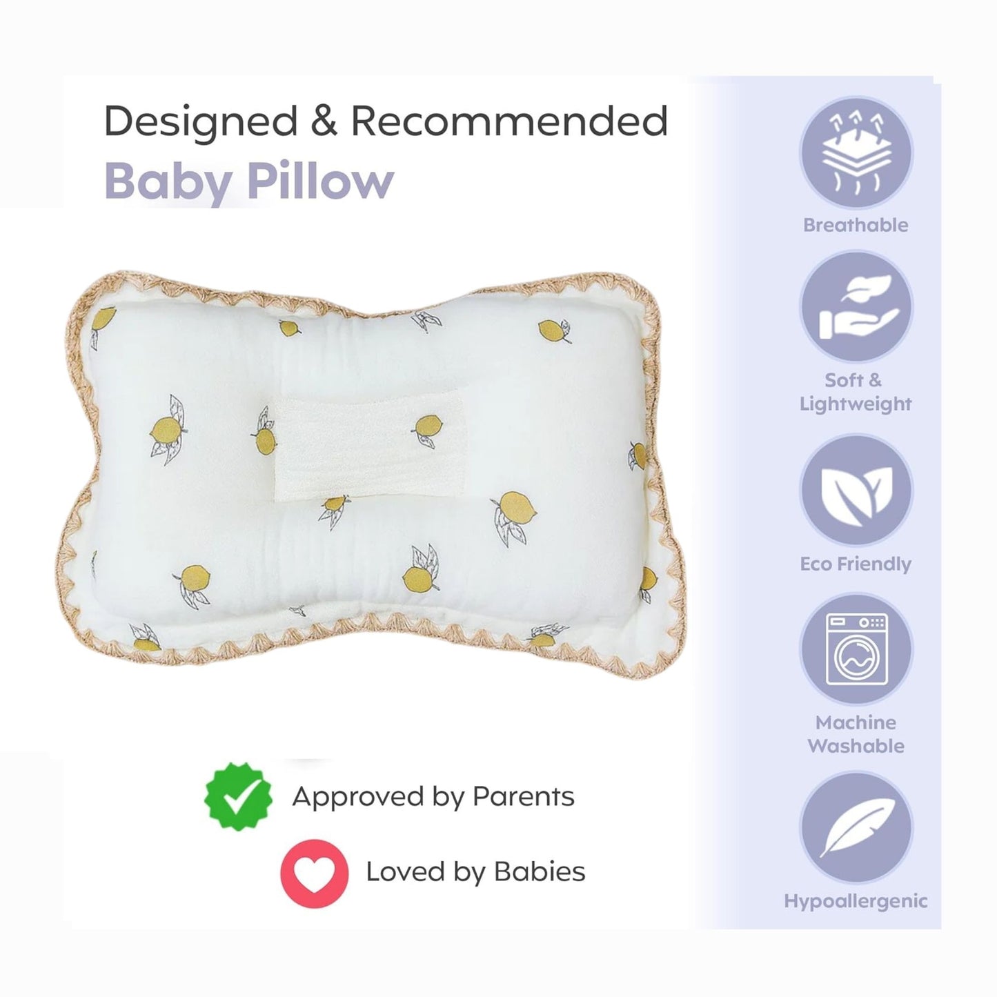 Rectangular Baby Pillow - Lemon