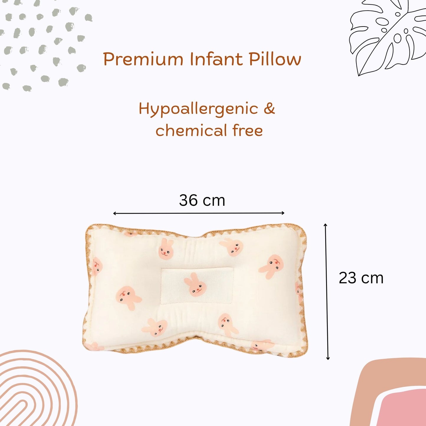 Rectangular Baby Pillow - Pink Bunny