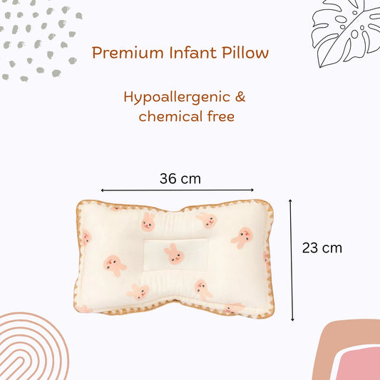 Rectangular Baby Pillow - Pink Bunny