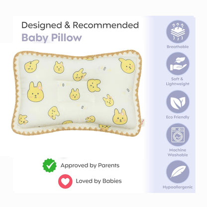 Rectangular Baby Pillow - Yellow Bunny