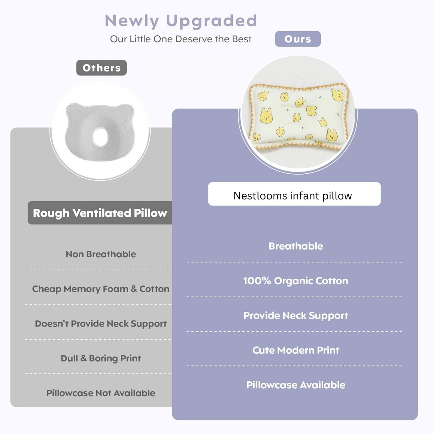 Rectangular Baby Pillow - Yellow Bunny