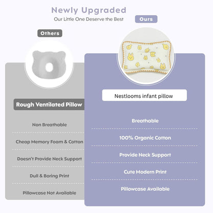 Rectangular Baby Pillow - Yellow Bunny
