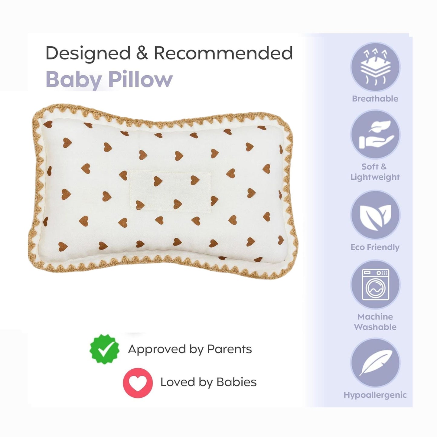 Rectangular Baby Pillow - Golden Heart
