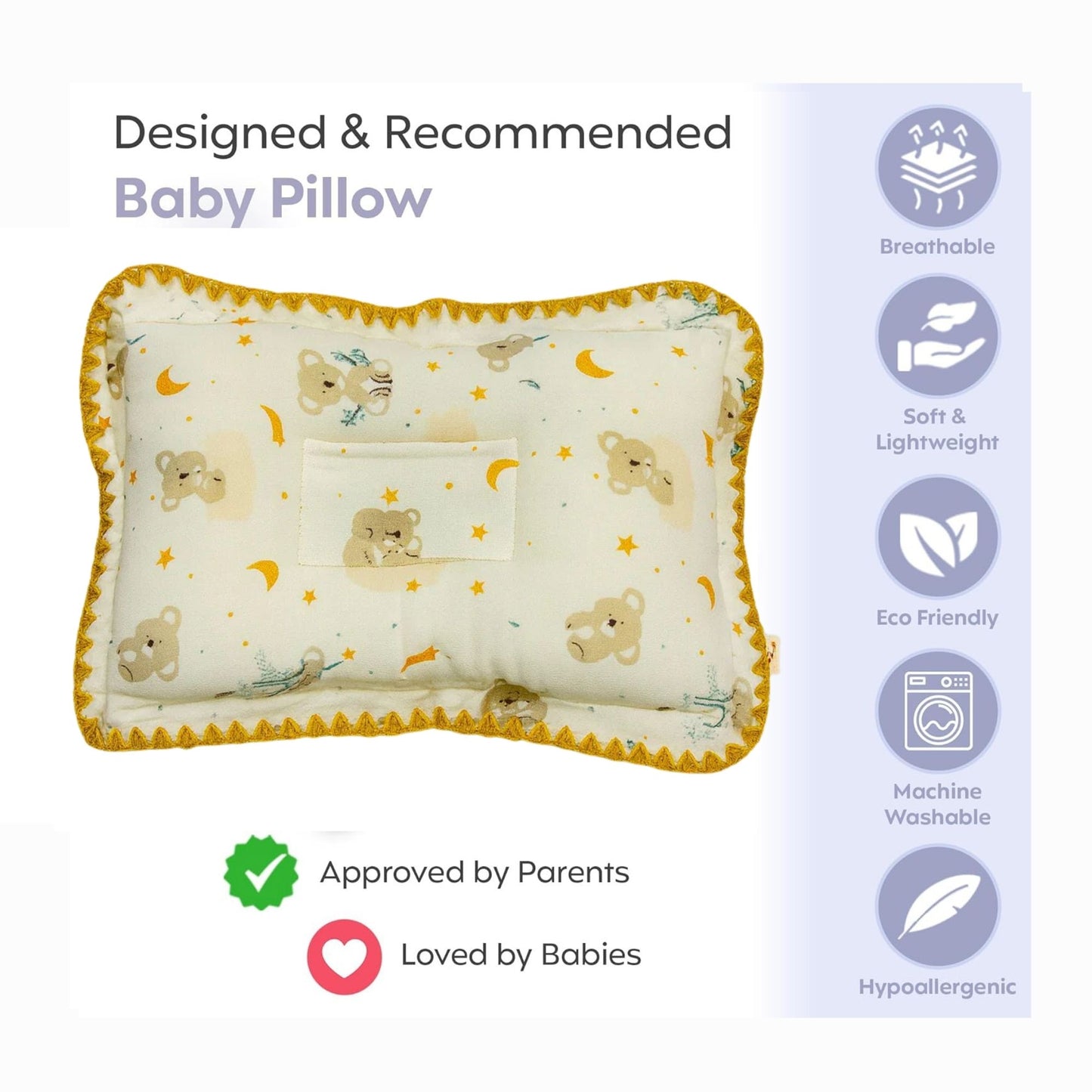 Rectangular Baby Pillow - Twinkle Bear