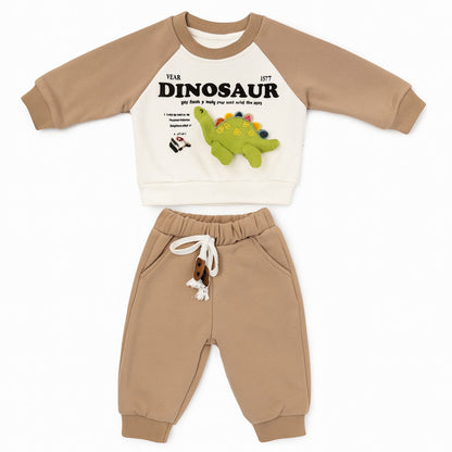 Winter Sweatshirt & Jogger Pants Co-ord Set - Honey Dinosaur