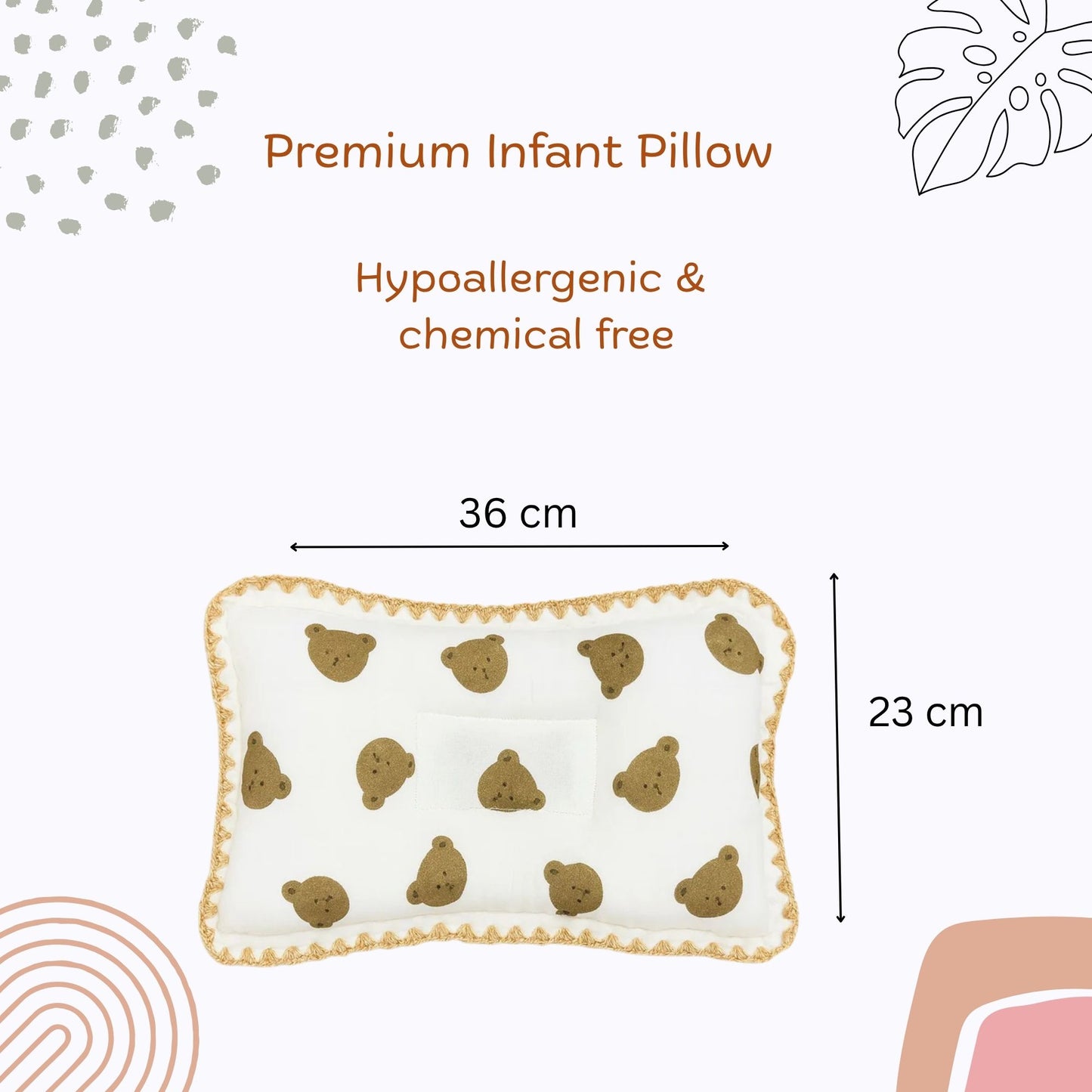 Rectangular Baby Pillow - Honey Bear