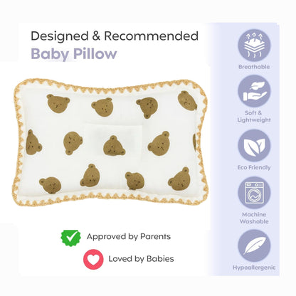 Rectangular Baby Pillow - Honey Bear