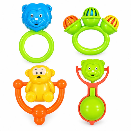 Baby Rattle Toy Set 4pc - Blue Lion