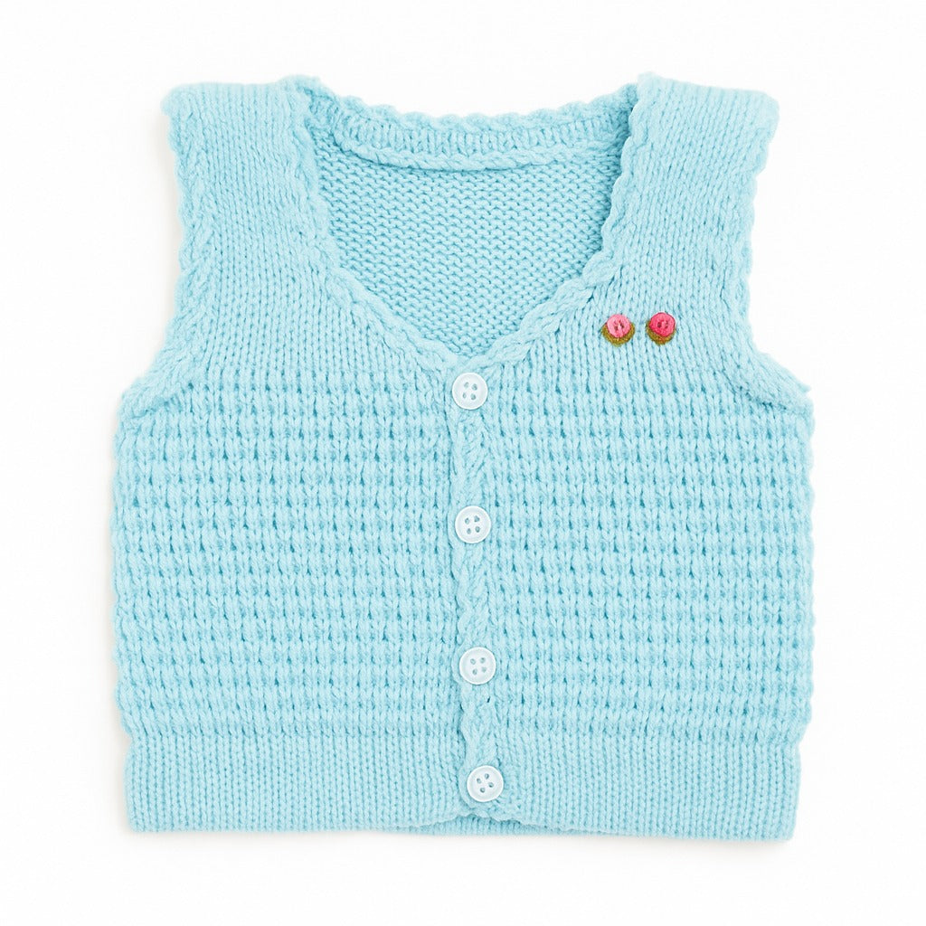 Woolen Vest V Neck - Sky Breeze