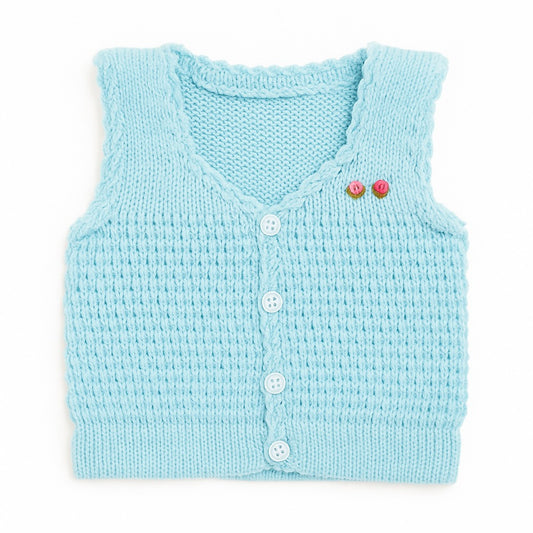 Woolen Vest V Neck - Sky Breeze