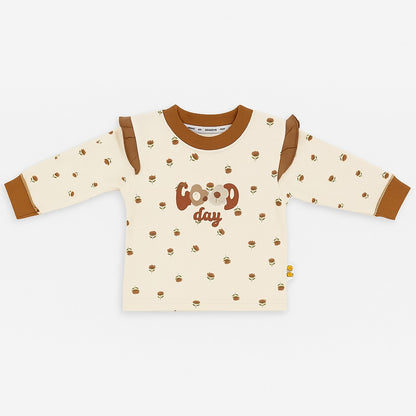 Full Sleeves Top & Jogger Co-ord Set - Brown Blossom