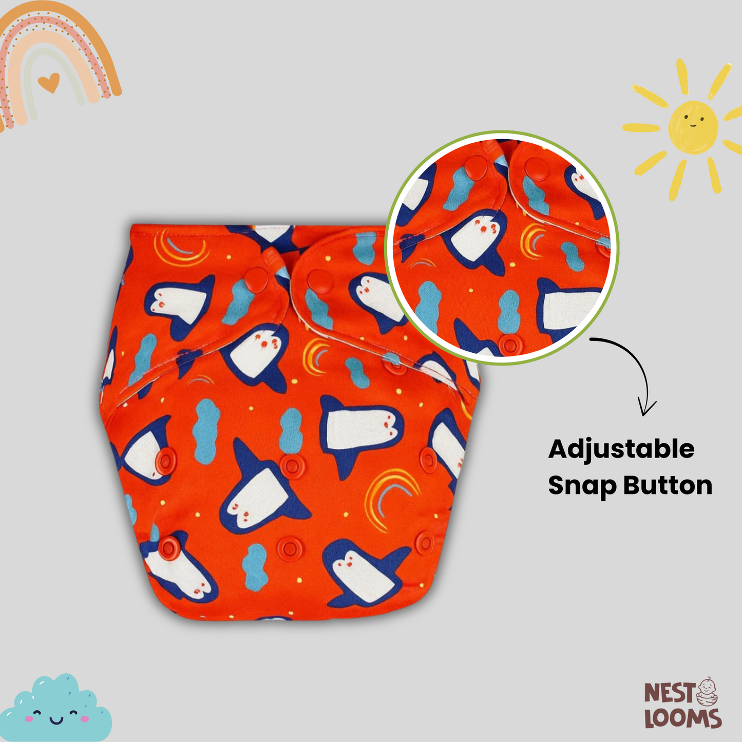 Reusable Cloth Diaper - Penguin Party