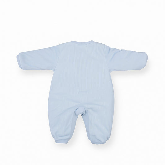 Woolen Romper With Snap Buttons - Blue Giraffe