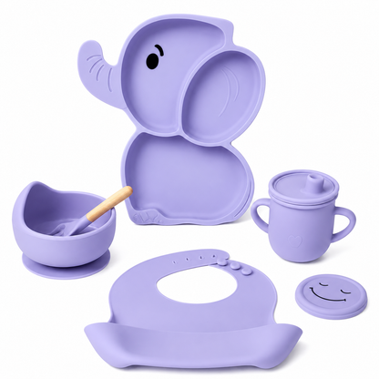 6 pcs Silicone Feeding Sets - Purple Elephant
