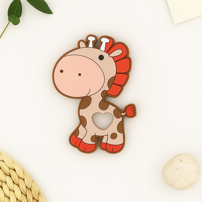 Silicone Cartoon Teether - Giraffe (Brown)