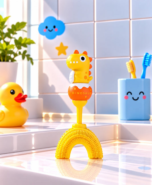 U-Shaped Toothbrush - Yellow Dino