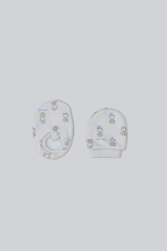 Baby Mittens & Booties- Sky Blue Teddy