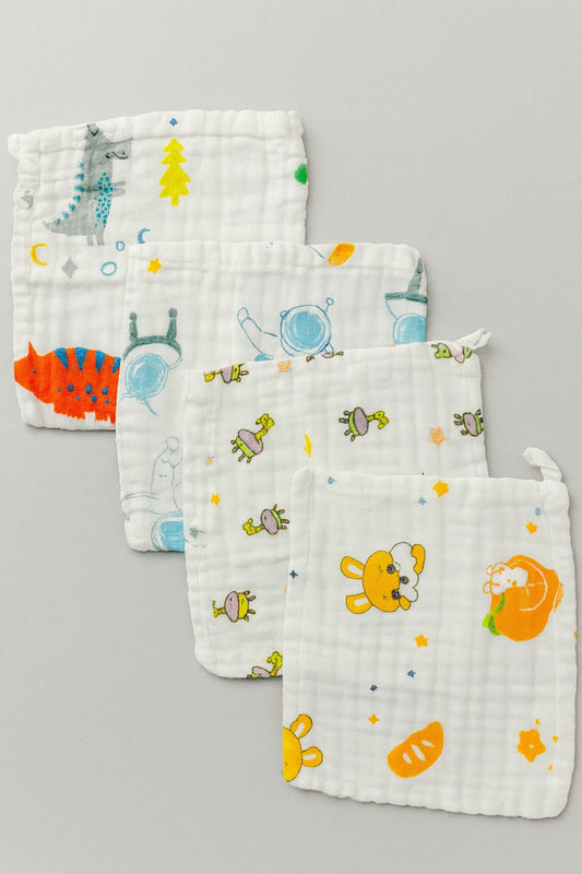 Washcloth For Baby- 4pc set White