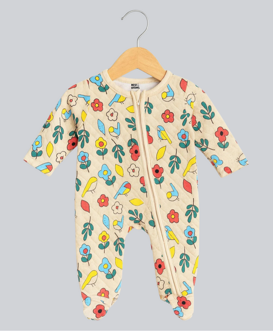 Quilted Sleepsuit - Little Garden