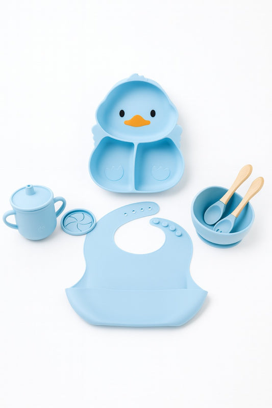 8 pcs Silicone Feeding Set - Blue Duck