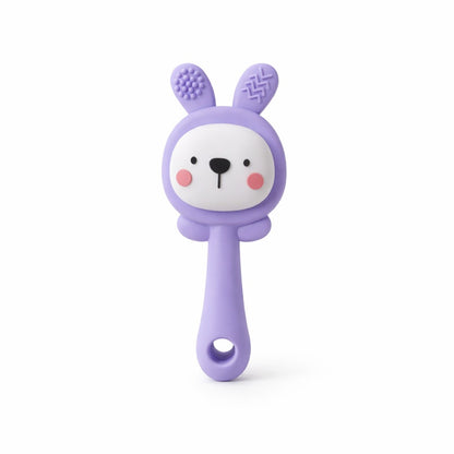 Silicone Bunny Rattle Teether - Soft Lilac