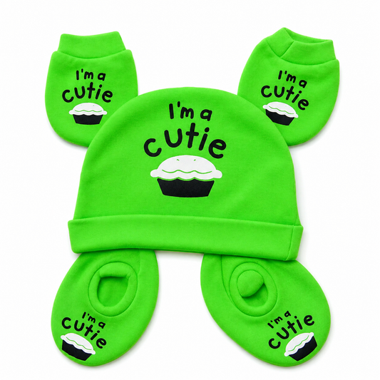 3 Pc Set - Mitten, Booties, Beanie 2