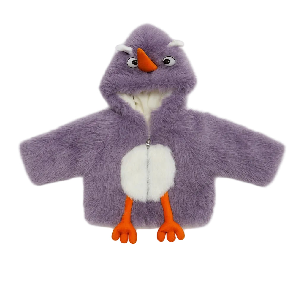 Fluffy Fur Hooded Jacket - Voilet Chirpy