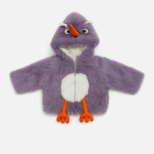 Fluffy Fur Hooded Jacket - Voilet Chirpy