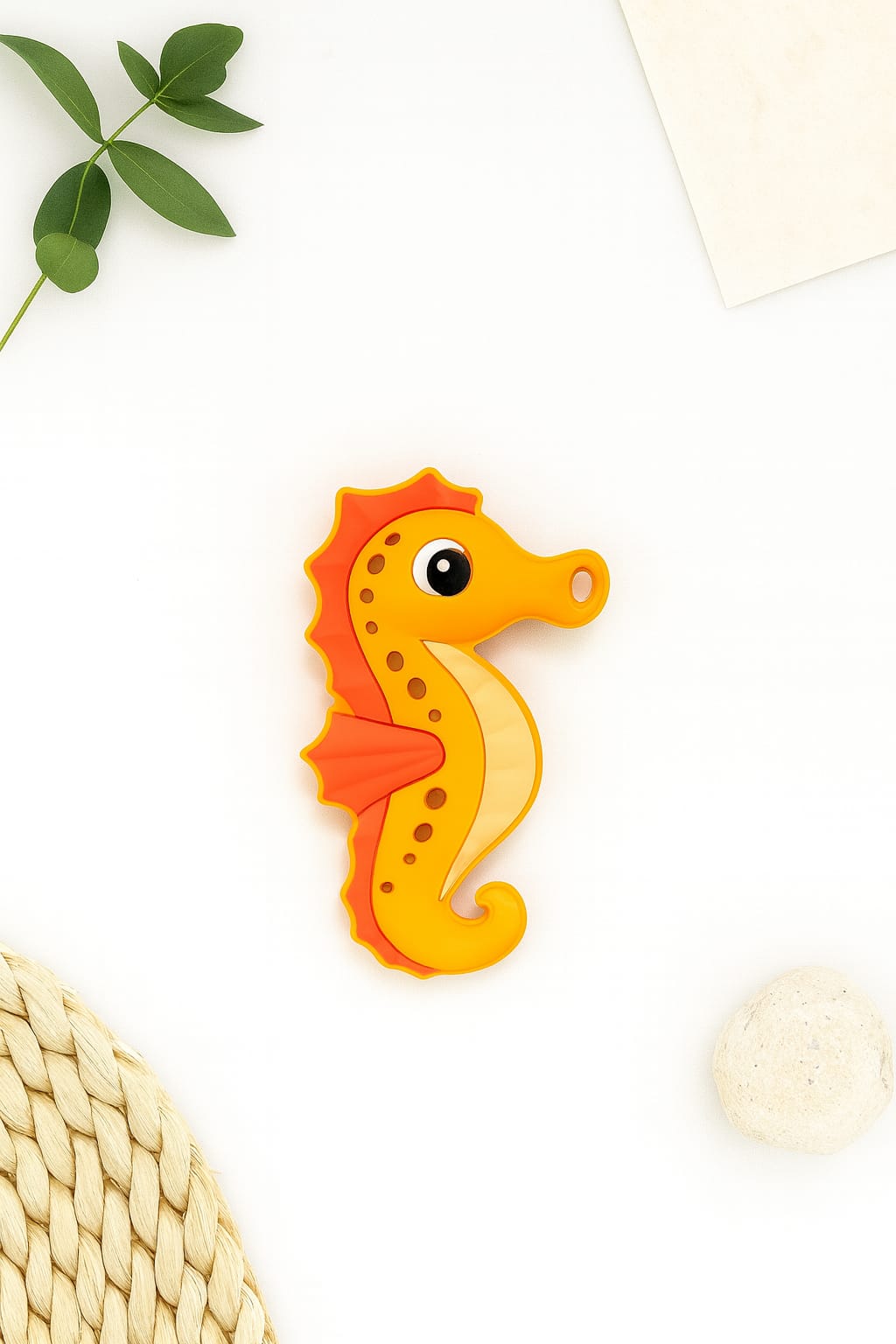 Silicone Cartoon Teether - Seahorse (Orange)