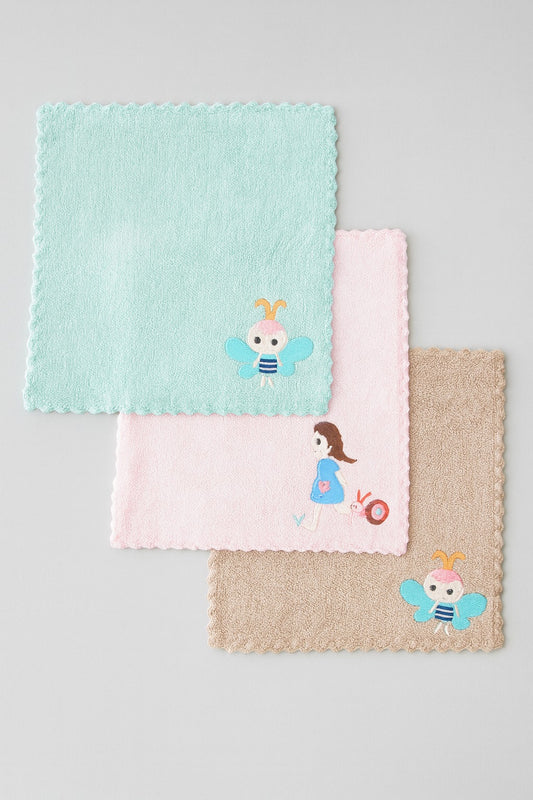 Washcloth For Baby- 3pc set Light Green, Light Pink, Brown