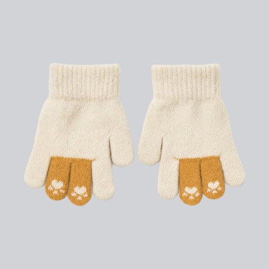 Baby Winter Finger Gloves - Caramel Bunny