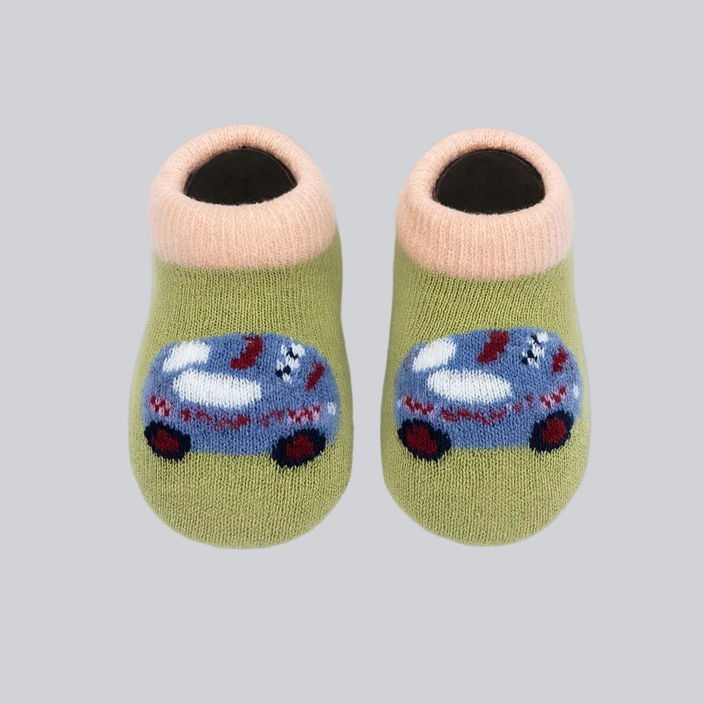 Woolen Anti-Skid Booties  - Pack of 3 Mix Print