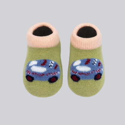 Woolen Anti-Skid Booties  - Pack of 3 Mix Print