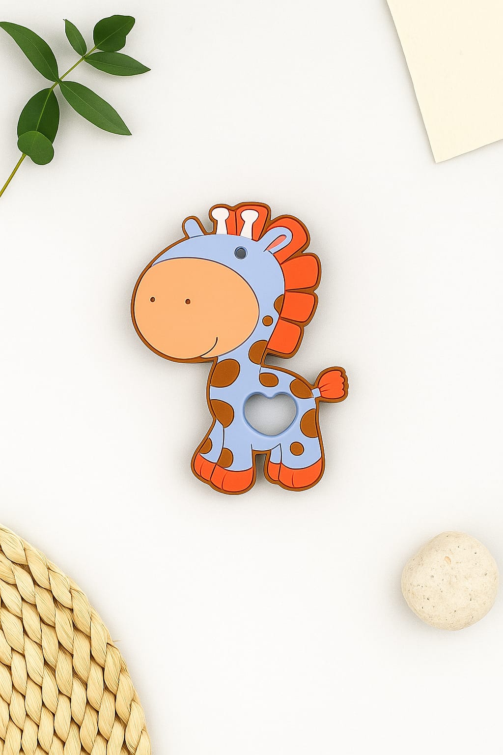 Silicone Cartoon Teether - Giraffe (Blue)